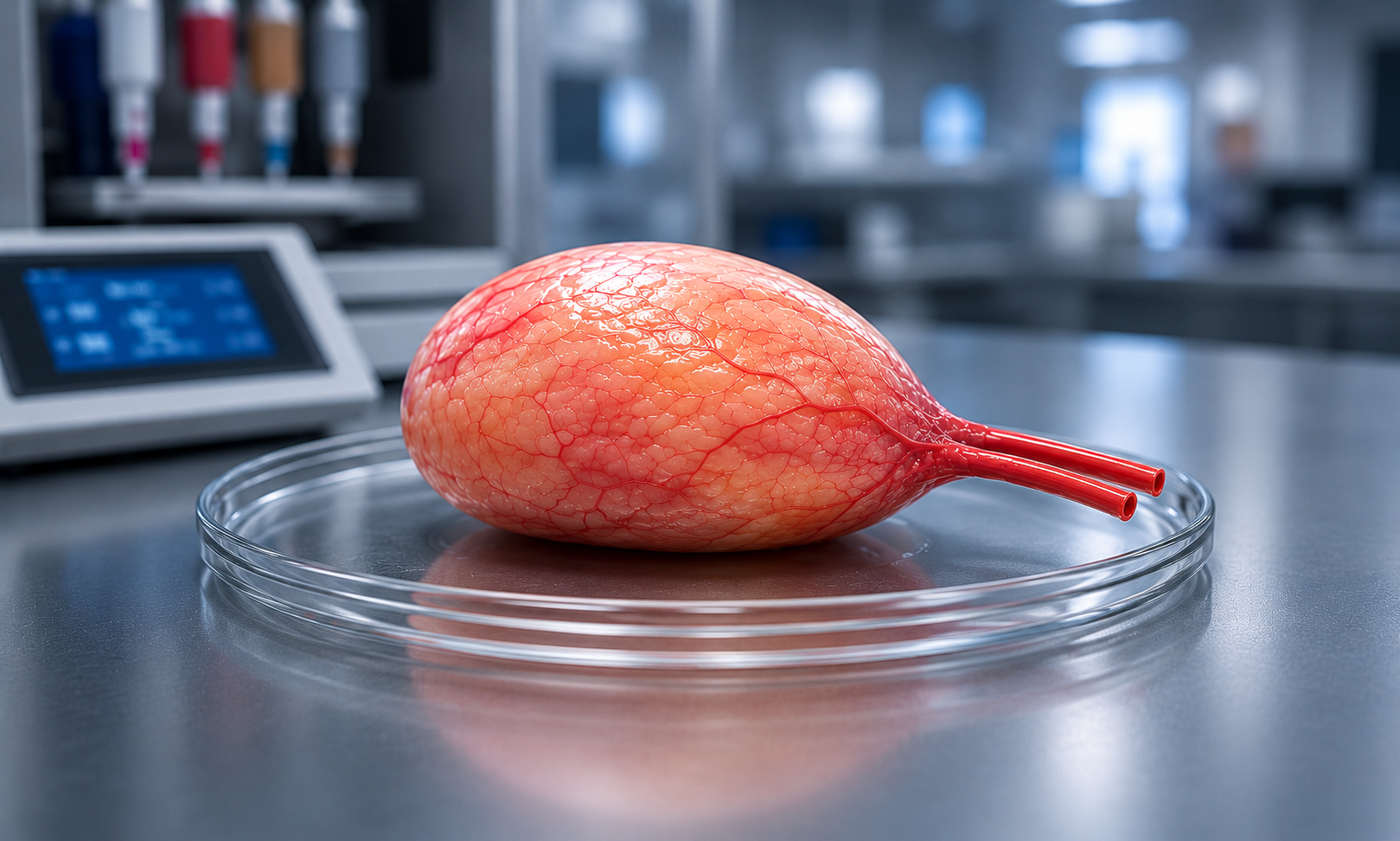 Biotech laboratory with vascular tissue constructs
